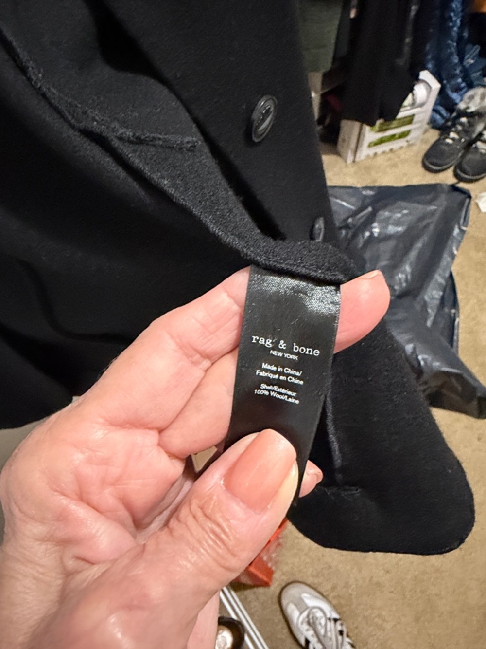 rag & bone Black Stand-Collar 100% Wool Blazer - Picture 3 of 5